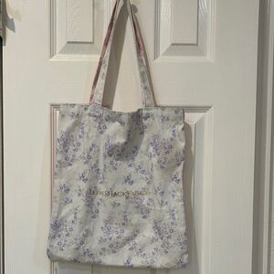LoveShackFancy White Tote with Lavender Floral Print